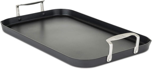 Viking Non Stick Double Burner Griddle, Hard Anodized Nonstick Kitchen Cookware Grill Pan with Handles, Oven Safe, Works on Electronic, Ceramic, and Gas Stove Tops, 19 X 11 Inch