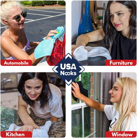 Image of USANOOKS Microfiber Cleaning Cloth Grey - 12 Pcs (12.5"X12.5") - High Performance - 1200 Washes, Ultra Absorbent Microfiber Towel Weave Grime & Liquid for Streak-Free Mirror Shine - Car Washing Cloth