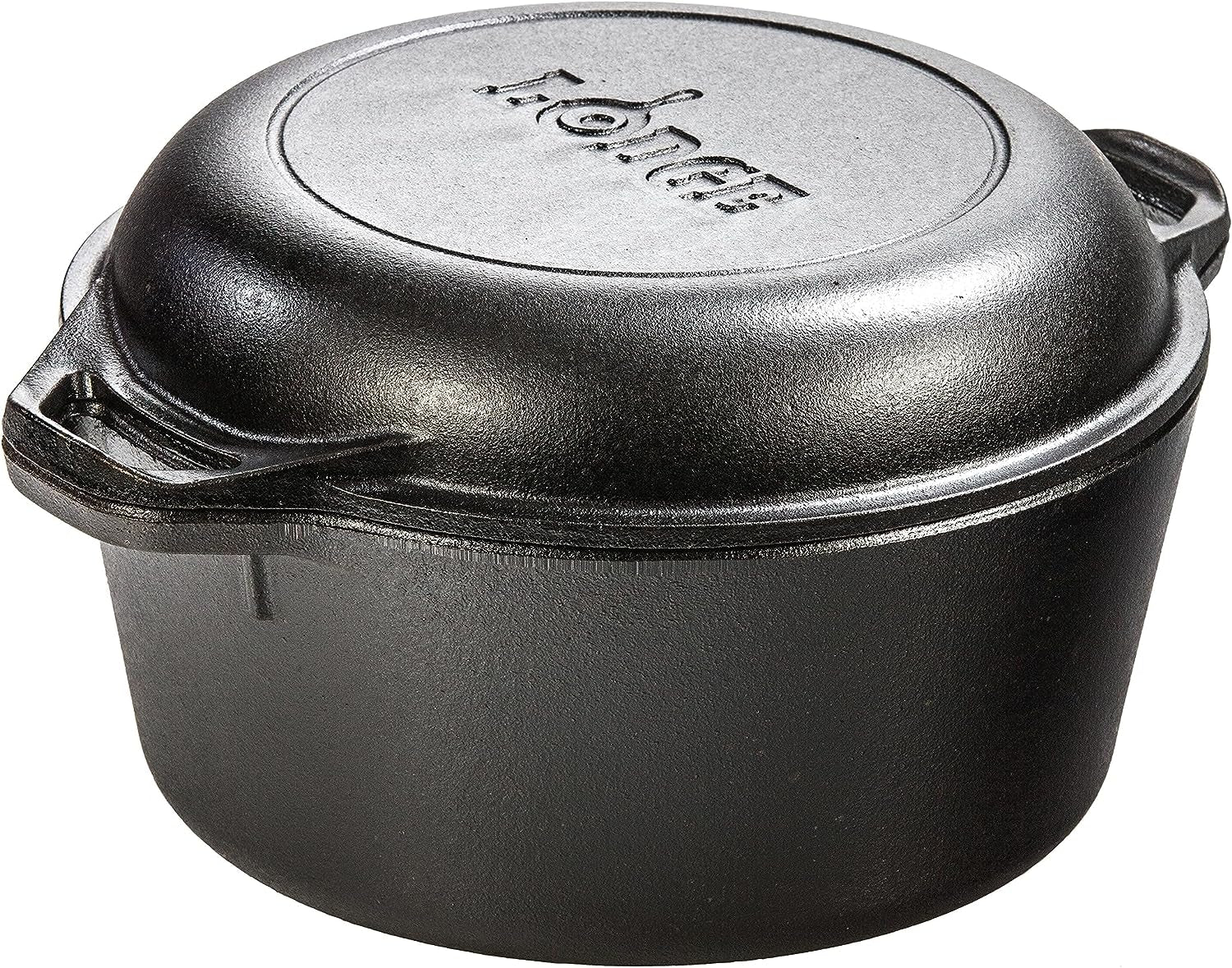 Lodge 5 Quart Cast Iron Double Dutch Oven – Pre-Seasoned – Lid Converts to 10.25" Skillet – Pfas-Free – Made in USA – Dual Handles – Oven, Grill, Campfire & Stovetop Safe – Durable & Non-Toxic