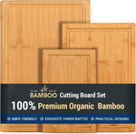 Hiware 3-Piece Bamboo Cutting Boards for Kitchen, Heavy Duty Bamboo Cutting Board with Juice Groove, Wood Cutting Board Set for Meat, Vegetables