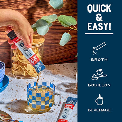 Bare Bones Beef Bone Broth Instant Powdered Mix | Rich Savory Packets On-The-Go No Artificial Flavors | 100% Grass Fed Keto & Paleo Friendly | 10G Protein | 16 Pack