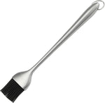 Heavy-Duty BBQ Basting Brush by HQY - Silicone Bristles with 12 Inch Stainless Steel Handle - Make Grilling Easy - 5 Year Guarantee