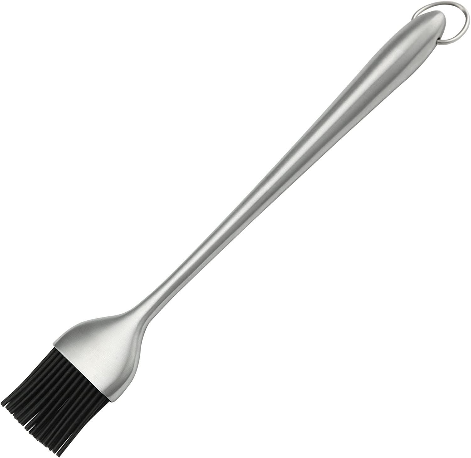 Heavy-Duty BBQ Basting Brush by HQY - Silicone Bristles with 12 Inch Stainless Steel Handle - Make Grilling Easy - 5 Year Guarantee