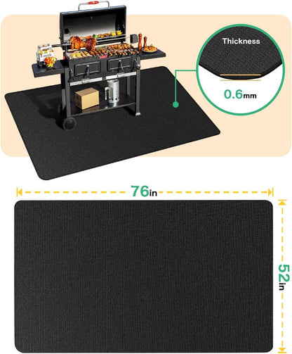 Large 76 X 52 Inches under Grill Mats for Outdoor Grill | Double-Sided Fireproof | Waterproof | Oil-Proof | Easy to Clean | Indoor Fireplace/Fire Pit Mat | Quality BBQ Mat for Deck Patio Lawn