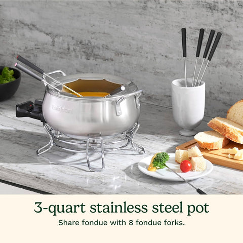 Image of Cuisinart Fondue Pot, 3 Quart, for Chocolate, Cheese, Broth, Oil, Stainless Steel, CFO-3SSP1