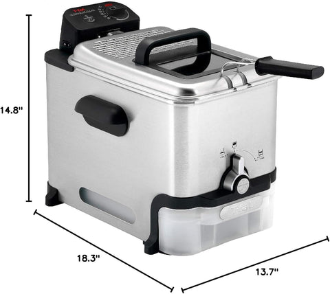 Image of T-Fal 3.5L Deep Fryer with Oil Filtration System: 1700W Stainless Steel Fryer, Dishwasher Safe Parts, Digital Timer, Adjustable Temperature Control for Perfect Golden Crispy Results