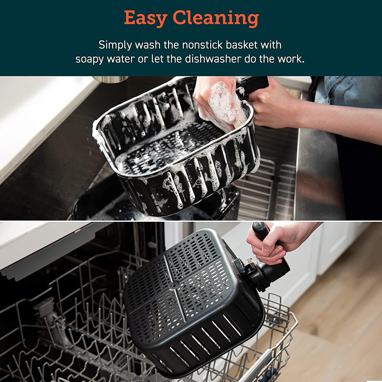 COSORI Air Fryer Accessories, Replacement 5.8QT Original Basket for COSORI CP358-AF, CS358-AF Air Fryers, Non-Stick, Dishwasher-Safe, CAF-P582B