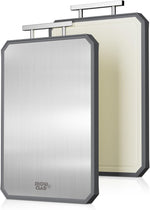 SNOWCLAD Stainless Steel Cutting Board,Double Sided Steel Cutting Boards for Kitchen,Stainless Steel/Wheat Straw Pp Large Board for Meat,Non Toxic Chopping,16 * 11 Inch,Dishwasher Safe