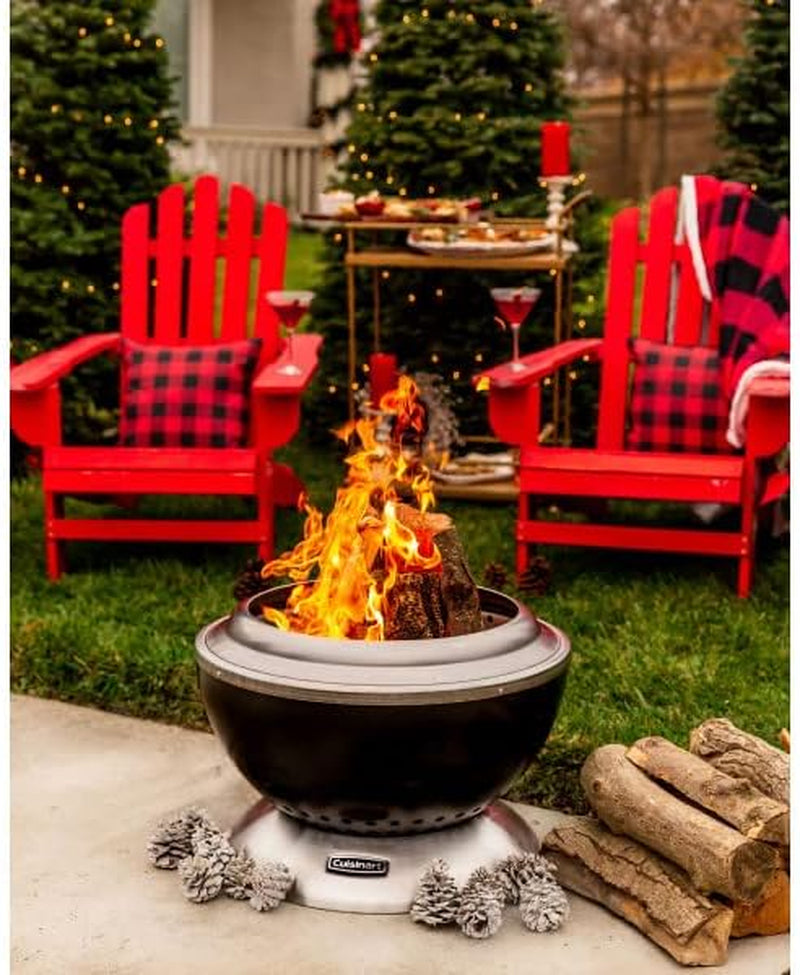 Cuisinart 24” Cleanburn Smokeless Fire Pit with Removable Base for Ash, Portable Outdoor Wood Burning Fireplace, Smoke Free Stainless Steel Outdoor Heater, Enhanced Airflow and Easy Cleanup