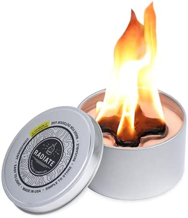 Radiate Portable Campfire: the Go-Anywhere Outdoor Fire Pit - Portable and Convenient - 3 Hours of Warmth and Burn Time - Great for Camping, Picnics, and More - Made in the USA