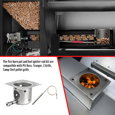 Image of Pellet Grill Repair Kit,Upgraded 2.0 RPM Auger Motor, Induction Fan, Fire Burn Pot and Hot Rod Ignitor, Power Cord Compatible with Traeger /Pit Boss /Z Grills /Camp Chef Wood Pellet Grills