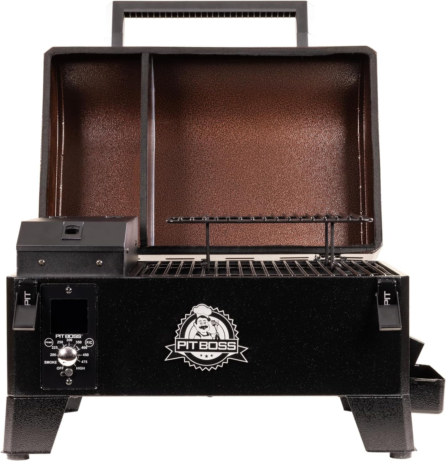 PIT BOSS 10697 Table Top Wood Grill with Temperature Control, Mahogany