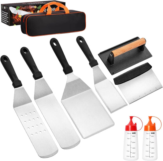 CEKEE 10PCS Blackstone Griddle Accessories Kit, Flat Top Grill Accessories Kit for BBQ and Camp Chef, Grill Spatula Set with Enlarged Griddle Spatula, Burger Press, Scraper for Outdoor BBQ Cooking