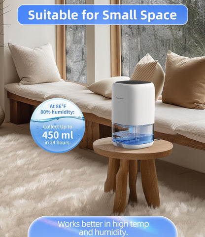 Image of Dehumidifier,Tabyik 35 OZ Small Dehumidifiers for Room for Home, Quiet with Auto Shut Off, Dehumidifiers for Bedroom (280 Sq. Ft), Bathroom, RV, Closet