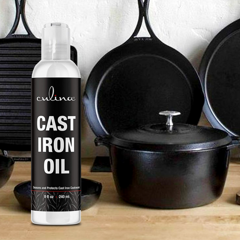 Image of Culina Cast Iron Oil Kosher OU Certified Cleans and Protects Cast Iron Cookware, 8 oz - Livananatural