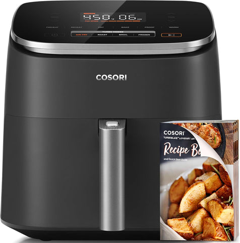 Image of COSORI Air Fryer 9-In-1, Compact & Large 6-Qt, Fast Turbo Modes, 90°–450°F Even Results with Precise Temperature Control, up to 95% Less Oil*, Roast, Bake, Dry, Reheat, Frozen, Broil, Proof, Grey