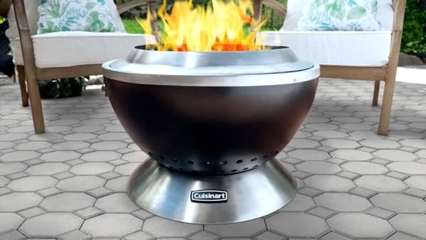 Cuisinart 24” Cleanburn Smokeless Fire Pit with Removable Base for Ash, Portable Outdoor Wood Burning Fireplace, Smoke Free Stainless Steel Outdoor Heater, Enhanced Airflow and Easy Cleanup