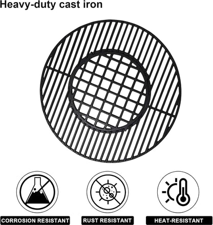 8835 round Grill Grate for Weber Platinum 22" Kettle Grill Accessories, for Weber Gourmet BBQ System Hinged Cooking Grate,22.5'' Weber Charcoal Grills, Master-Touch 22'' Kettle,Smokers,Matte Cast Iron