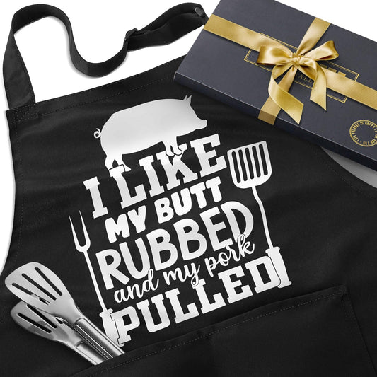 Funny BBQ Apron Gifts for Men, Hilarious Grill Chef Apron with Pockets, Adjustable Cooking Apron - Birthday & Fathers Day Gifts for Dad Husband Brother Boyfriend Grandpa