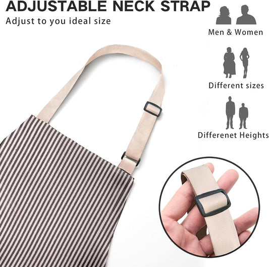 Adjustable Bib Apron with 2 Pockets Chef Cooking Kitchen Restaurant Aprons for Women Men