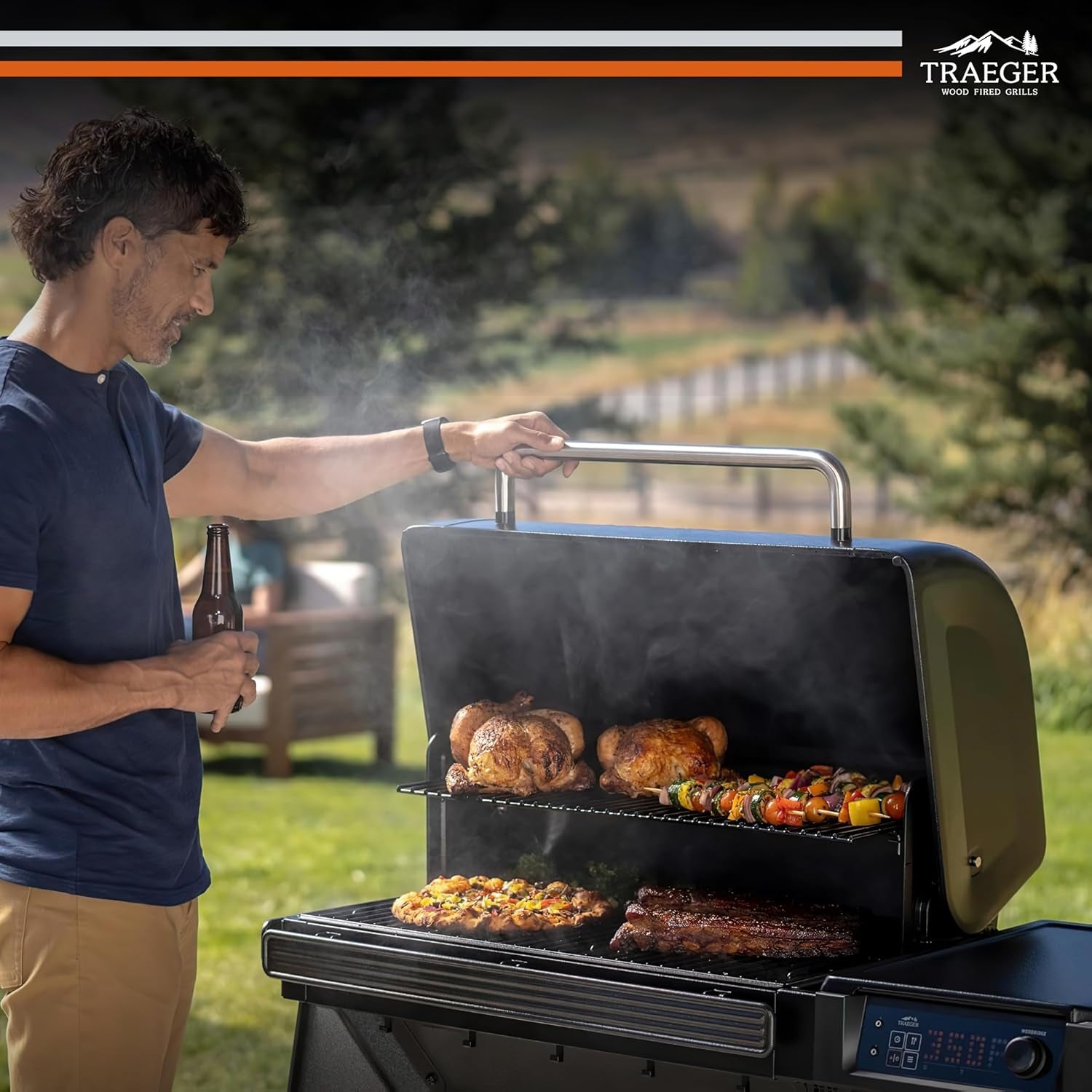 Traeger Grills Woodridge Electric Wood Pellet Grill and Smoker, Wi-Fi Temperature Control up to 500 Degrees, 860 Sq. In. Cooking Capacity, 6-In-1 for Outdoor Grilling, Smoking, and BBQ, TFB86MLH