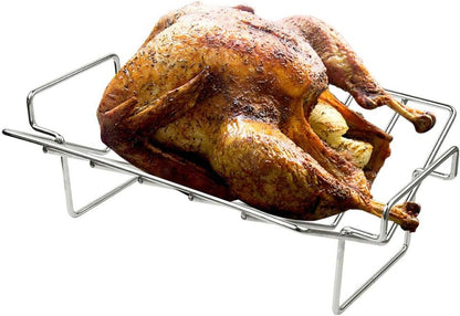 Thanksgiving Turkey Roasting Rack Stand for Smoker and Grill, Turkey Roaster V Rack Stainless Steel Rib Racks for Grilling and Smoking, for Large and Xlarge Big Green Egg,Kamado Joe,Big Joe Etc