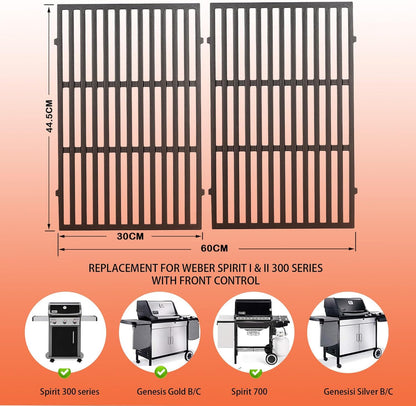 7638 17.5" Grates Replacement for Weber Spirit I & II 300 Series, Spirit 700, Genesis 1000-3500, Spirit E/S-310, E/S-320, E/S-330, Genesis Silver Gold Platinum B/C,Weber 900, Replaces for 7639