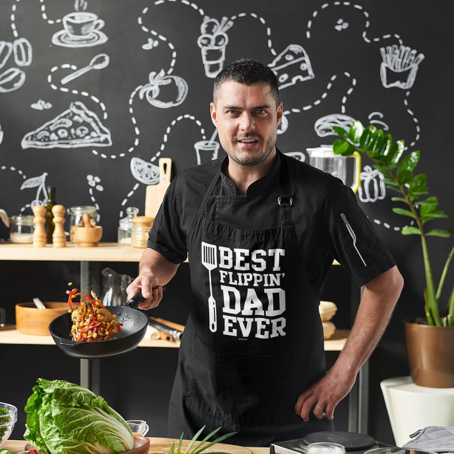 100% Cotton, Black Funny Aprons for Men, Dad, Husband - Birthday, Father’S Day Grilling Gifts for Papa, Husband.