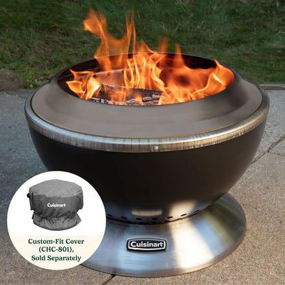 Cuisinart 24” Cleanburn Smokeless Fire Pit with Removable Base for Ash, Portable Outdoor Wood Burning Fireplace, Smoke Free Stainless Steel Outdoor Heater, Enhanced Airflow and Easy Cleanup