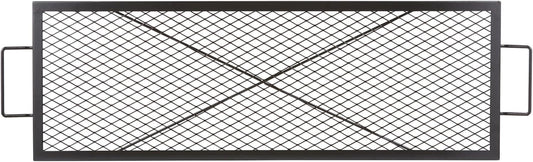 VEVOR X-Marks Fire Pit Grill Grate, Rectangle Cooking Grate, Heavy Duty Steel Campfire BBQ Grill Grid with Handle & Support X Wire, Portable Camping Cookware for outside Party Gathering, 44 Inch Black