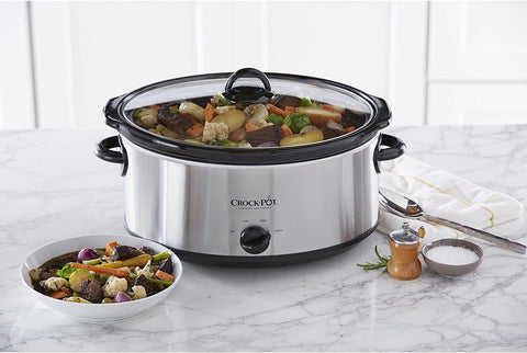 Image of Crock-Pot 7 Quart Oval Manual Slow Cooker, Stainless Steel (SCV700-S-BR), Versatile Cookware for Large Families or Entertaining