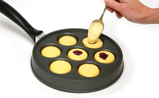 Norpro Nonstick Stuffed Pancake Pan, Munk/Aebleskiver/Ebelskiver 16.5″ X 9″ X 1.25″ Black