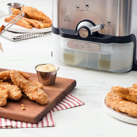 Image of T-Fal 3.5L Deep Fryer with Oil Filtration System: 1700W Stainless Steel Fryer, Dishwasher Safe Parts, Digital Timer, Adjustable Temperature Control for Perfect Golden Crispy Results