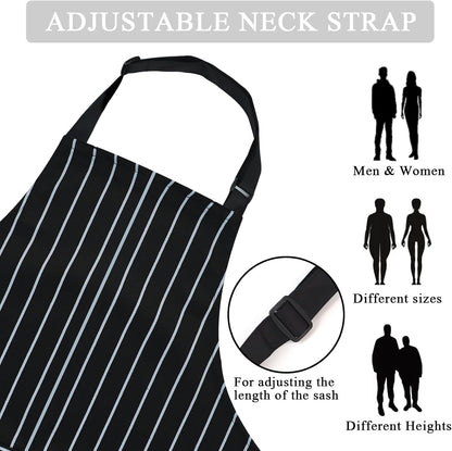 2 Pack Apron - Unisex, Adjustable Bib Kitchen Apron, Cooking Apron, Aprons for Women Men with Pockets, Chef Aprons