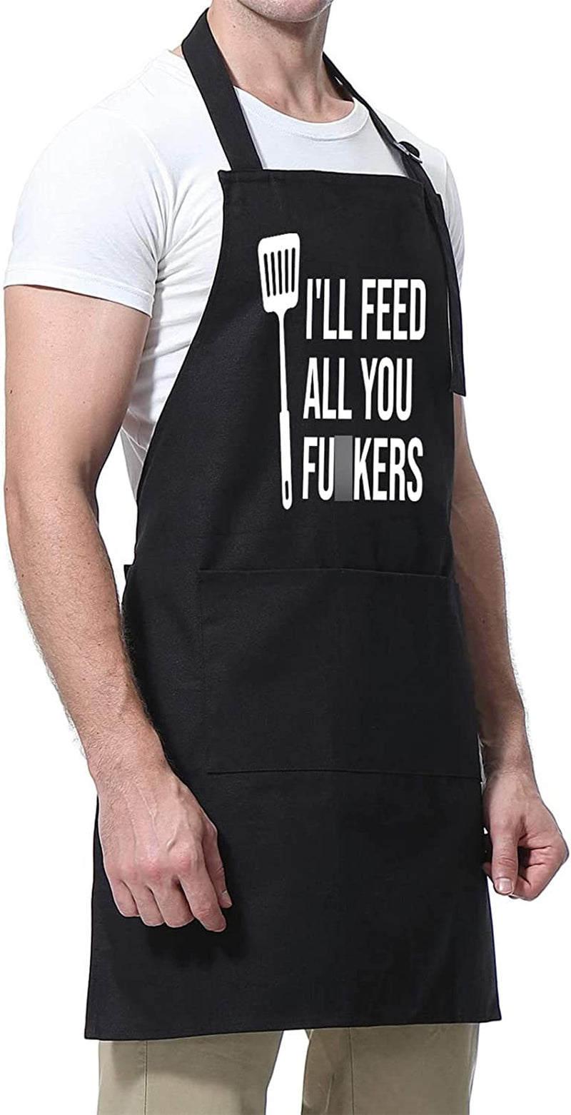 Miracu Funny Cooking Aprons for Men Women, Funny Dad Gifts for Mens Father, Mom - Fathers Day Presents, Birthday Gifts for Dad Step Brother Boyfriend Husband, Cool BBQ Grilling Kitchen Chef Apron
