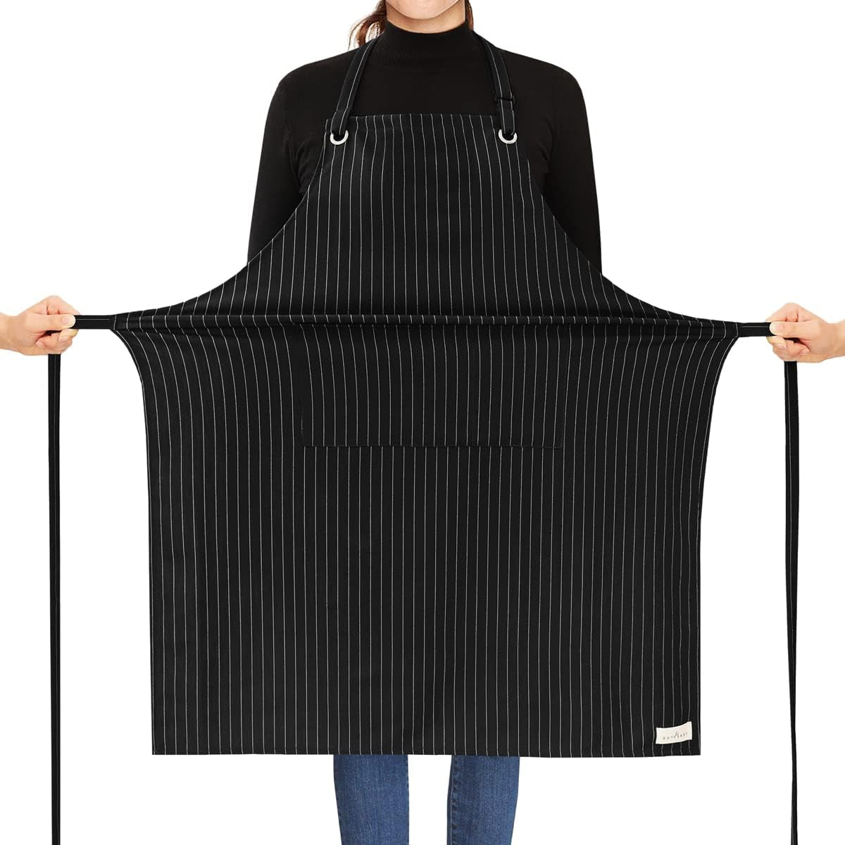 ROTANET Stripe Stretch Apron for Men Women Chef Big and Tall Large Striped Aprons with Pockets for Kitchen Cooking Waterproof