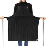 ROTANET Stripe Stretch Apron for Men Women Chef Big and Tall Large Striped Aprons with Pockets for Kitchen Cooking Waterproof