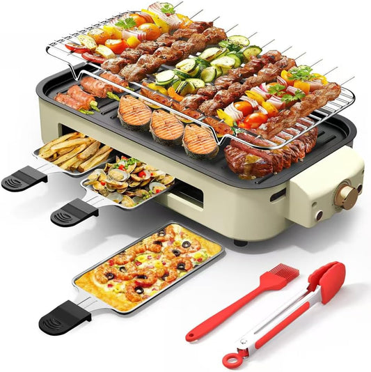 AORAN Indoor Grills Electric Smokeless – Versatile Smokeless Indoor Grill for Home Cooking, Featuring Indoor Grills Electric Smokeless, Skillet Griddle, and Kitchen Griddle White