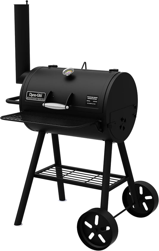 Dyna-Glo Signature Series DGSS443CB-D Heavy-Duty Compact Barrel Charcoal Grill, Black Powder Coat