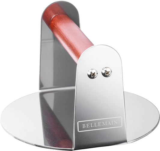 Bellemain Burger Smasher for Griddle | Stainless Steel 6" round Smash Burger Press | Hamburger Press for Grill, Cooking, Meat Press with Wooden Handle, Grill Accessories Kit