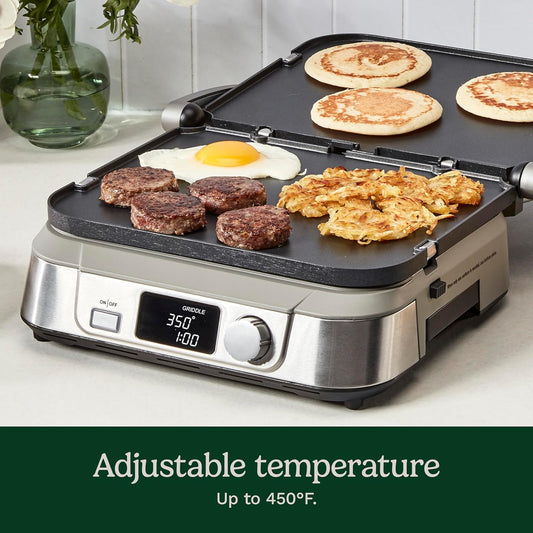 Cuisinart GR-5BP1 Electric Griddler FIVE, Enjoy 5-In-1 Functions, LCD Display, Wide Temperature Range and Sear Function, Stainless Steel