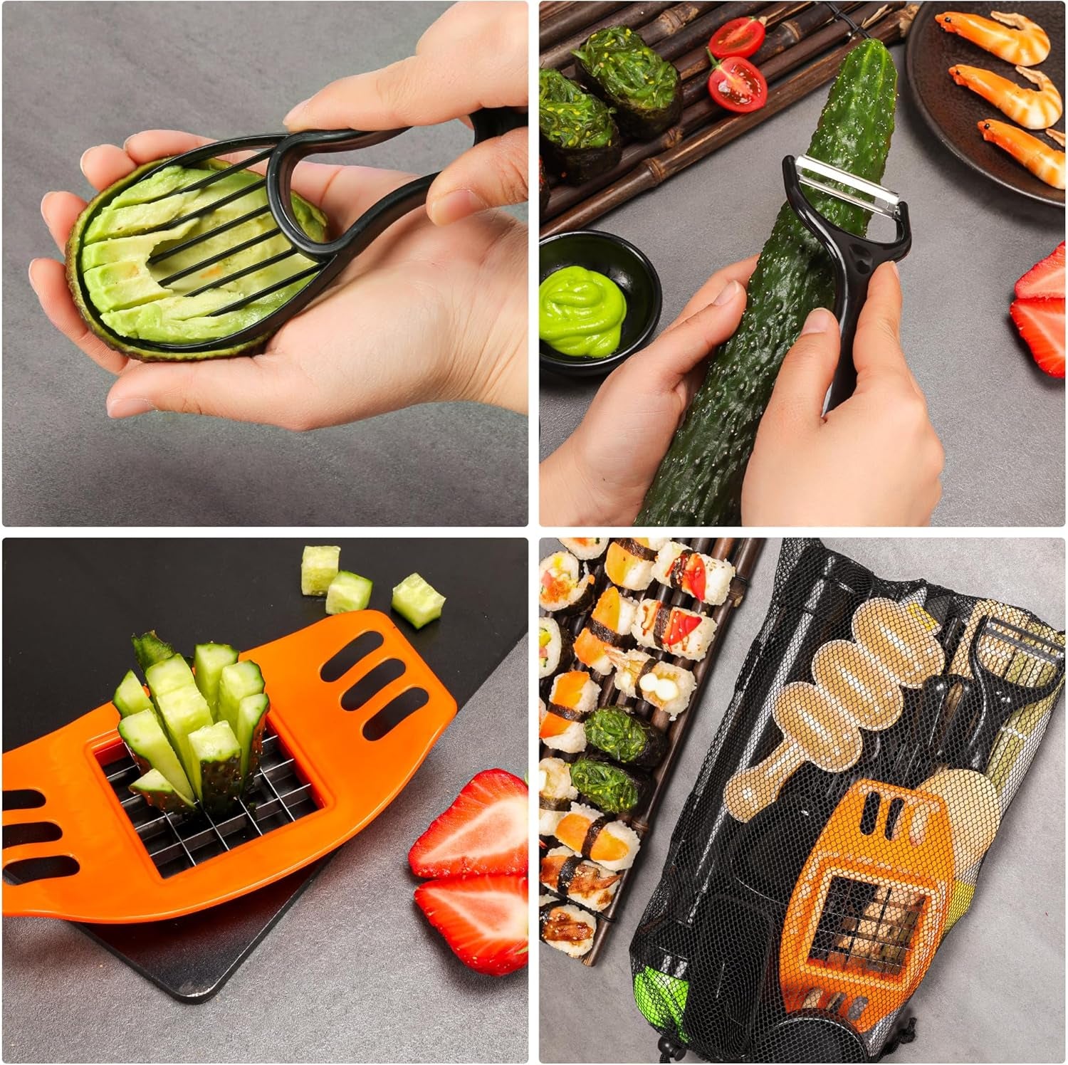 FUNGYAND Sushi Making Kit, 32-In-1 Complete Set with Bazooka Roller, Nigiri & Musubi Presses, Bamboo Mats, Knife, Peeler, Animal Rice Molds, Chopsticks & More – Perfect for Family Fun