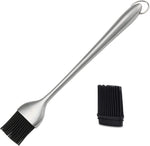 JXS Silicone Sauce Basting Brush, 12 Inch Sturdy BBQ Basting Brush with Stainless Steel Handles