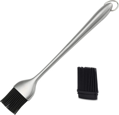 JXS Silicone Sauce Basting Brush, 12 Inch Sturdy BBQ Basting Brush with Stainless Steel Handles