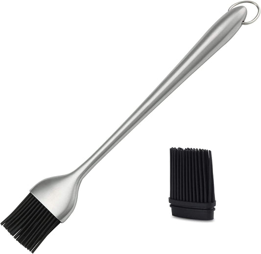 JXS Silicone Sauce Basting Brush, 12 Inch Sturdy BBQ Basting Brush with Stainless Steel Handles
