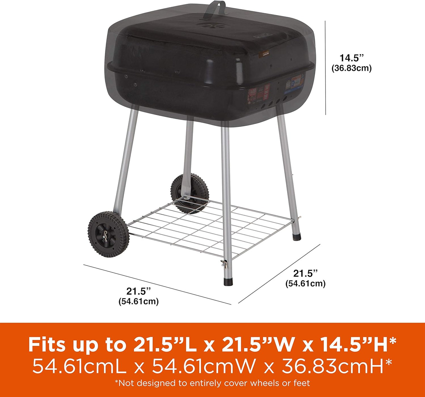 Modern Leisure 2974 Basics Walk-A-Bout Charcoal Grill Cover (21.5 L X 21.5 D X 14.5 H Inches) Water-Resistant, Black