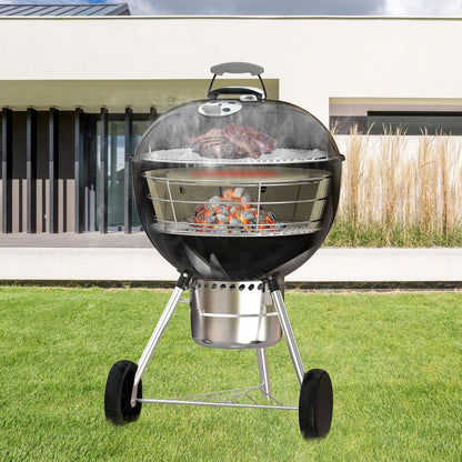 Charkettle Charcoal Firebox Kit, Ceramic Basket with Heat Deflector Compatible with Weber 22-Inch Kettle Charcoal Grills