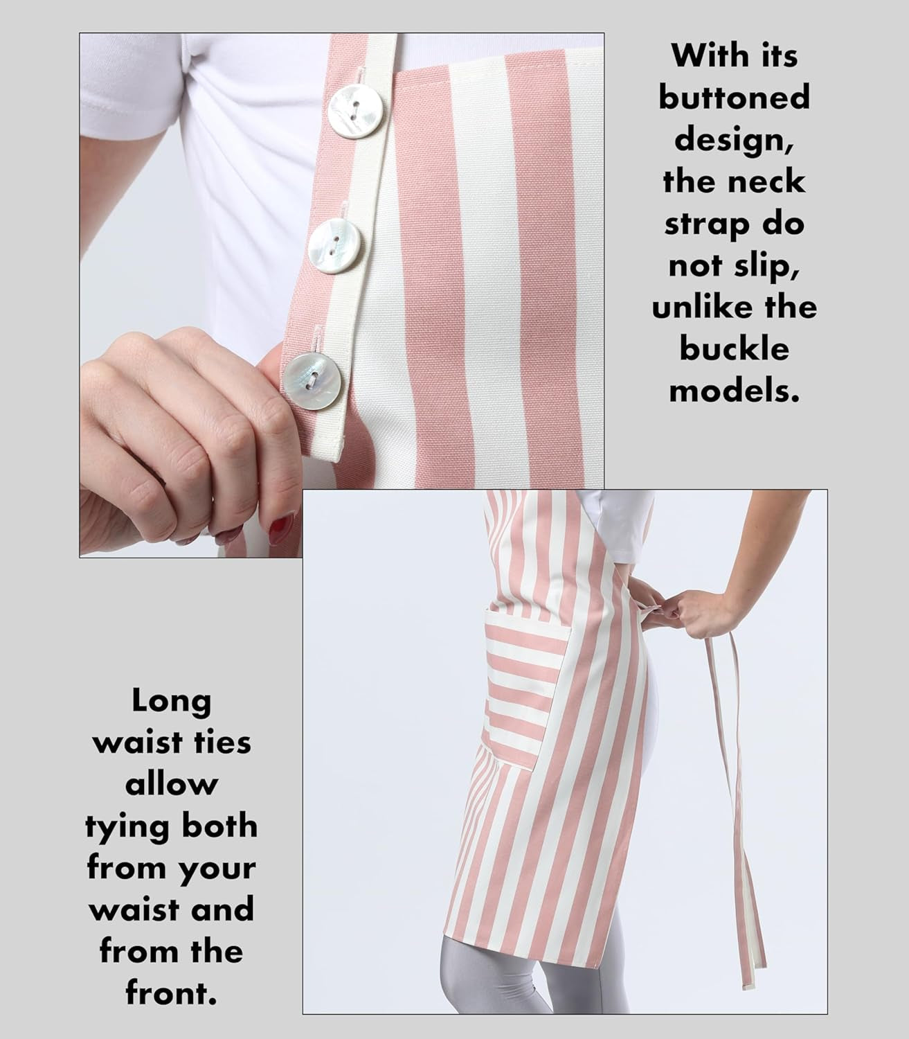 Kitchen Apron Waterdrop Resistant Cotton Apron with Adjustable Aprons for Women with Pockets Cooking Apron Chef Apron for Men (1, Powder Pink)
