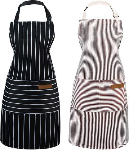 2 Pack Apron - Unisex, Adjustable Bib Kitchen Apron, Cooking Apron, Aprons for Women Men with Pockets, Chef Aprons
