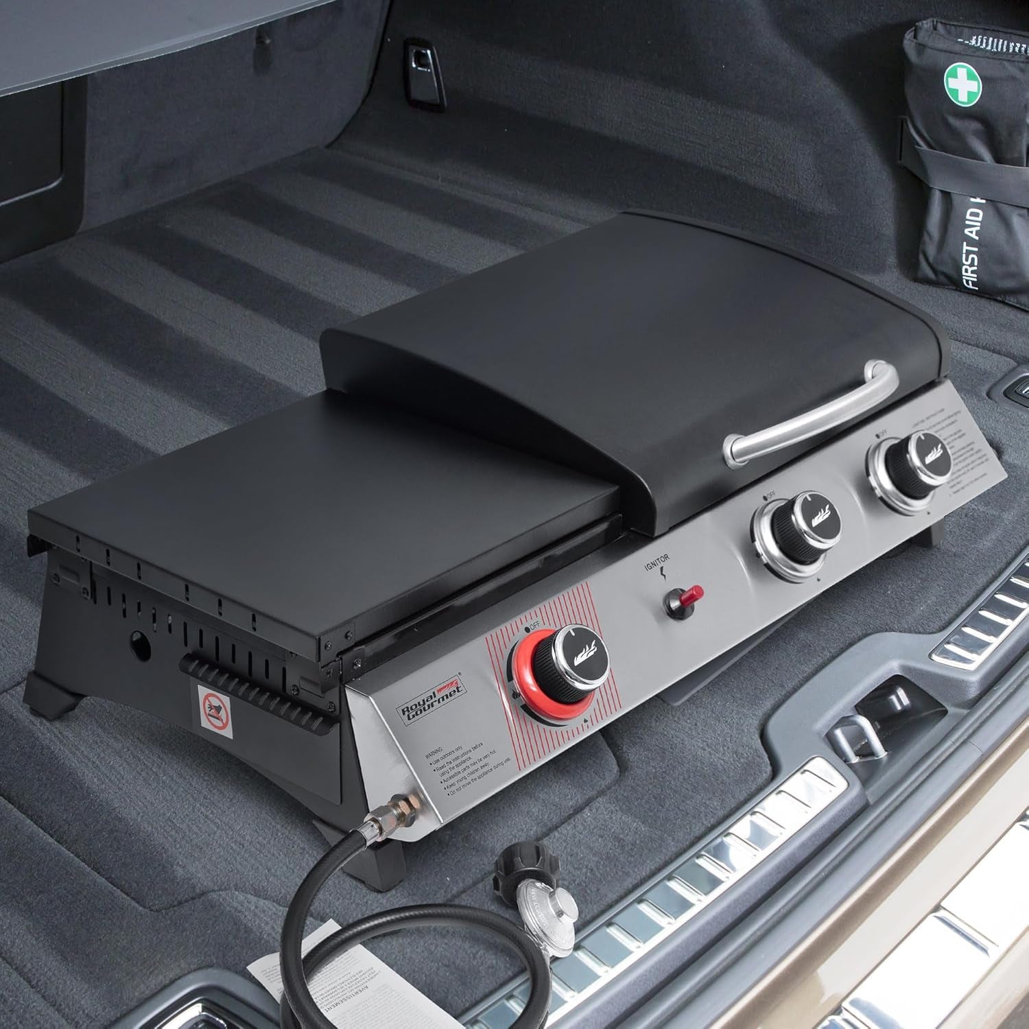 Royal Gourmet PD1305H 3-Burner Propane Gas Grill and Griddle Combo with Lid, 3-In-1 Grill Griddle Combo with 29,000 Btus Output for Outdoor Cooking, 364 Sq. In. Cooking Area, Silver & Black